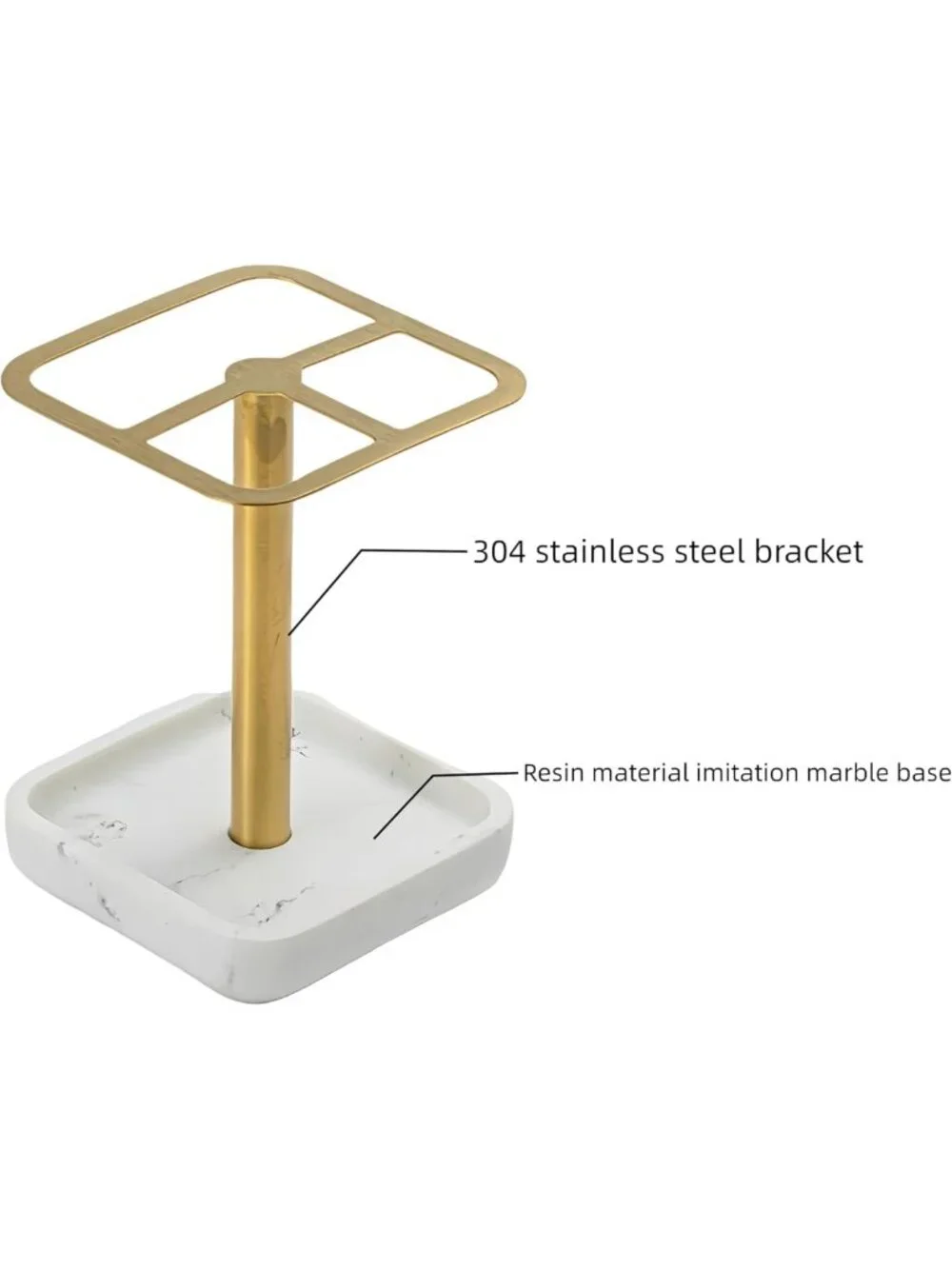 Stylish Gold Toothbrush Holder - Space-Saving Bathroom Organizer with Storage